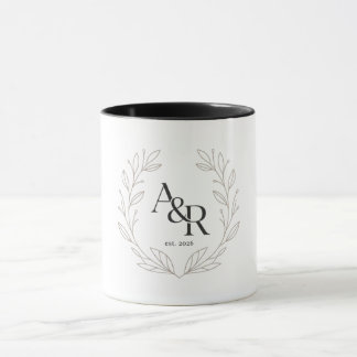 Caneca Design de Monograma de Casamento de Luxo Minimalis