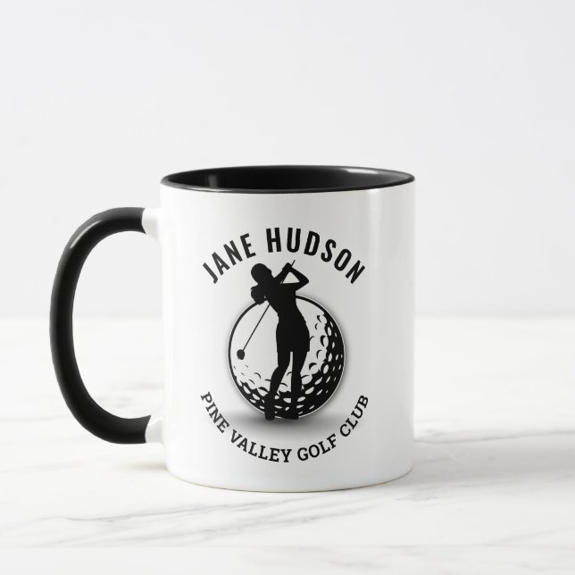 Caneca Design de Monograma de Golfer de Mulheres Elegante (Esquerda)