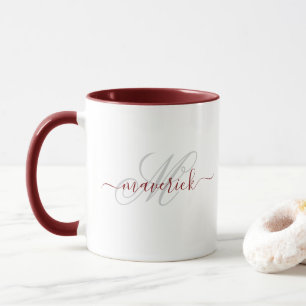 Caneca Design de Monograma de Nome Personalizado Elegante