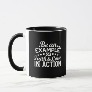 Caneca Design de Motivação Cristã - Fé, Amor e Ato