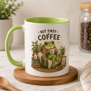 Caneca Design de Motivação de Estudo de Sapo Fofo Foco