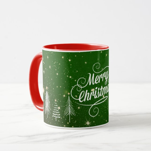 Caneca Design de Natal clássico, vermelho e verde, Mug (Frente Esquerda)