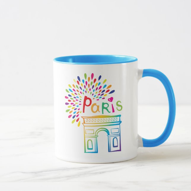 Caneca Design de néon de Paris France | Arco do Triunfo | (Direita)