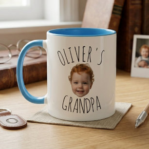 Caneca Design de Nome de Foto do Vovô de Rosto de Bebê