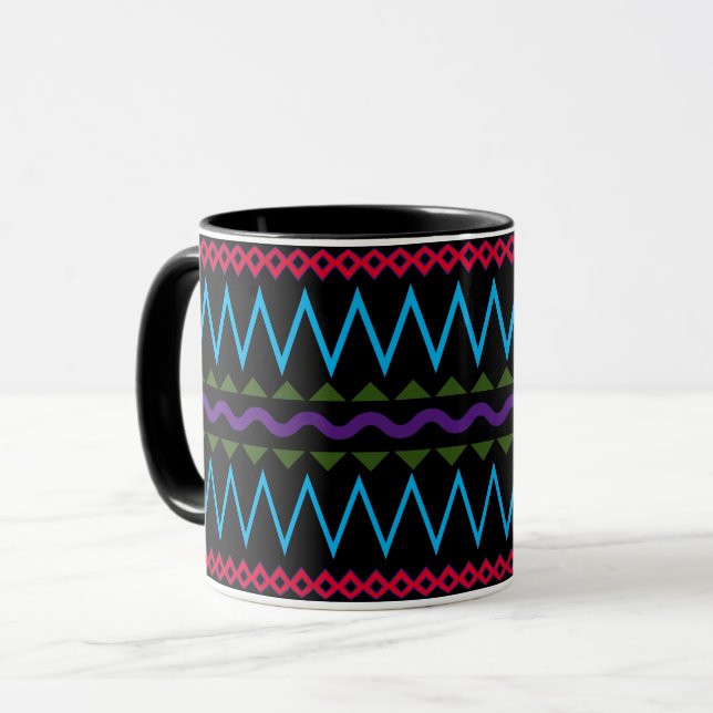 Caneca Design de Padrão de Árvore Multicolorida (Frente Esquerda)