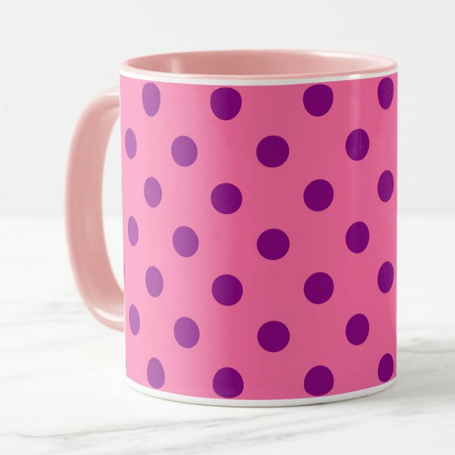 Caneca Design De Padrão De Bolinhas Roxo A Rosa (Criador carregado)