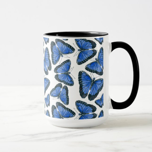Caneca Design de padrão de borboleta morfo azul (Direita)