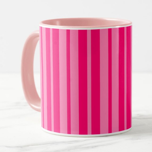 Caneca Design de padrão de faixa de Na moda rosa-claro e  (Criador carregado)