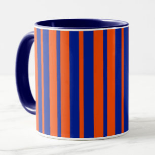 Caneca Design de Padrão de Faixa Na moda de Azul Laranja