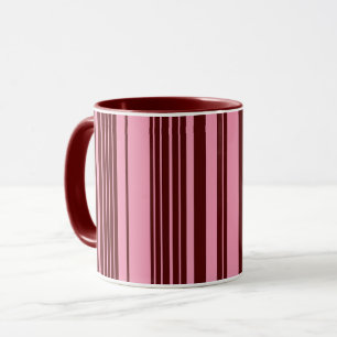 Caneca Design de padrão de listras rosa e burgundy