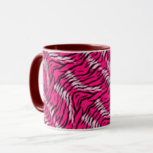 Caneca Design de padrão de pele de tigre rosa 
