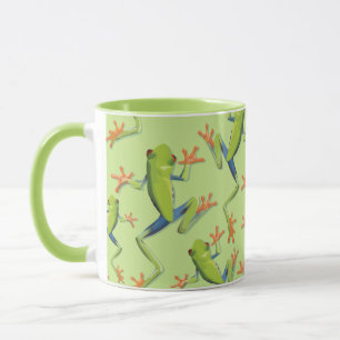 Caneca Design de padrão de Sapo verde