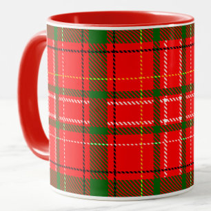 Caneca Design de Padrão de Xadrez de Tartan no Natal Verm