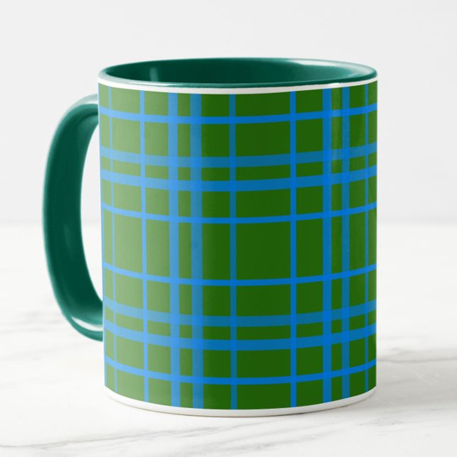 Caneca Design de Padrão de Xadrez de Tartan Verde (Criador carregado)