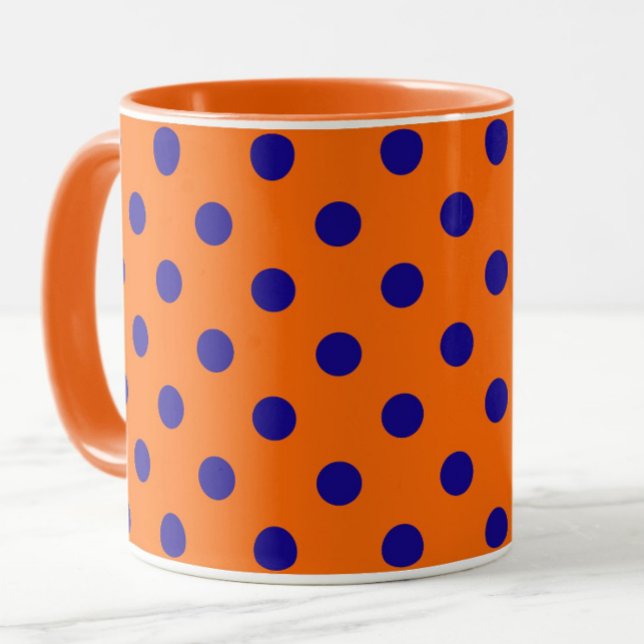 Caneca Design de Padrão do Blue On Orange Bolinhas (Criador carregado)