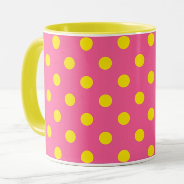 Caneca Design de Padrão do Bolinhas Amarelo a Rosa (Criador carregado)