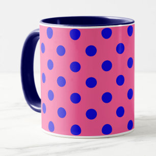 Caneca Design de Padrão do Bolinhas Azul no Rosa