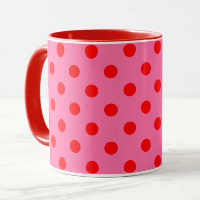 Caneca Design de Padrão do Bolinhas Vermelho a Rosa (Criador carregado)