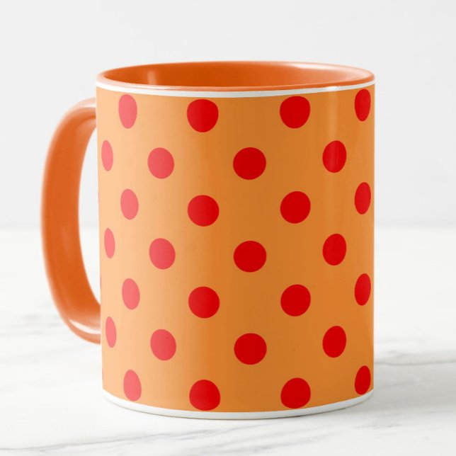 Caneca Design de Padrão do Red On Orange Bolinhas (Criador carregado)