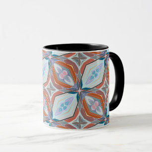 Caneca Design de padrão exclusivo em ferrugem, azul-turqu