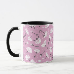 Caneca Design de Padrão Floral Rosa - Arte Flor Elegante
