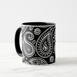 Caneca Design de paisley preto-e-branco