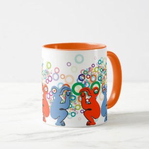 Caneca Design de pássaros Vibrantes Vermelho e Azul da Il