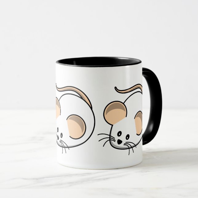 Caneca Design de Pet de Mouse Branco Bonito (Frente Esquerda)