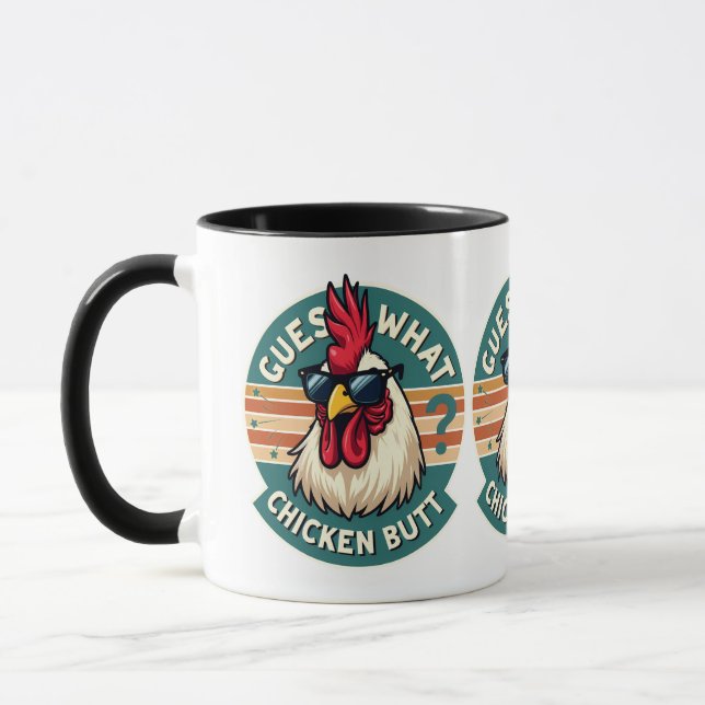 Caneca Design de Piada de Bumbum de frango Retro Engraçad (Esquerda)