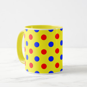 Caneca Design de Pontos Amarelos Vermelhos e Azuis