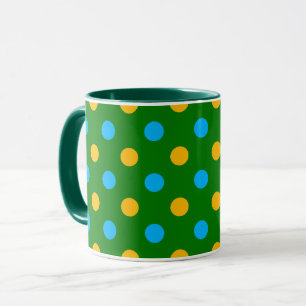 Caneca Design de Pontos Polka Amarelo Verde Preto
