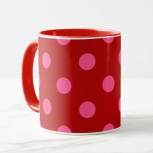 Caneca Design de Pontos Polka Vermelho Cereja Rosa