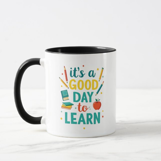 Caneca Design de professor e escola animada (Esquerda)