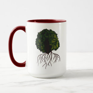 Caneca Design de Retrato da Mulher Marrom Afro-Colagem Ra
