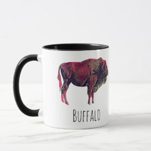 Caneca Design de Retrato de Buffalo para Bison ou Animal