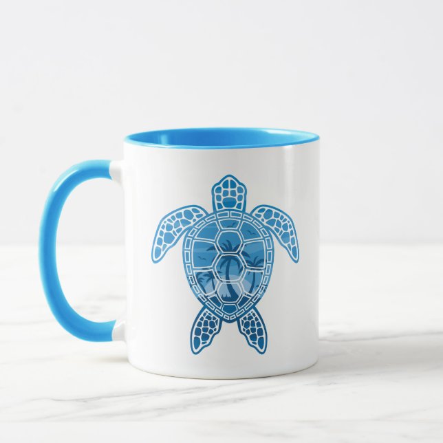 Caneca Design de Tartaruga do Mar das Ilhas Tropicais em  (Esquerda)