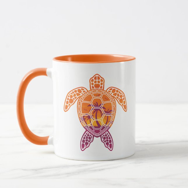 Caneca Design de Tartaruga do Mar Solar Tropical (Esquerda)