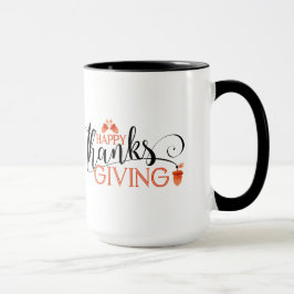 Caneca Design de Tipografia Feliz e Negro