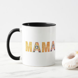 Caneca Design de Tipografia Patchwork da Mamãe