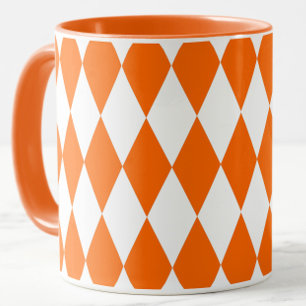 Caneca Design de Verificadores de Ouros Branco Laranja