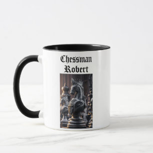 Caneca Design de Xadrez Steampunk com nome personalizado