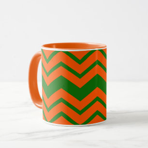 Caneca Design de Ziguezague Chevron Verde Laranja