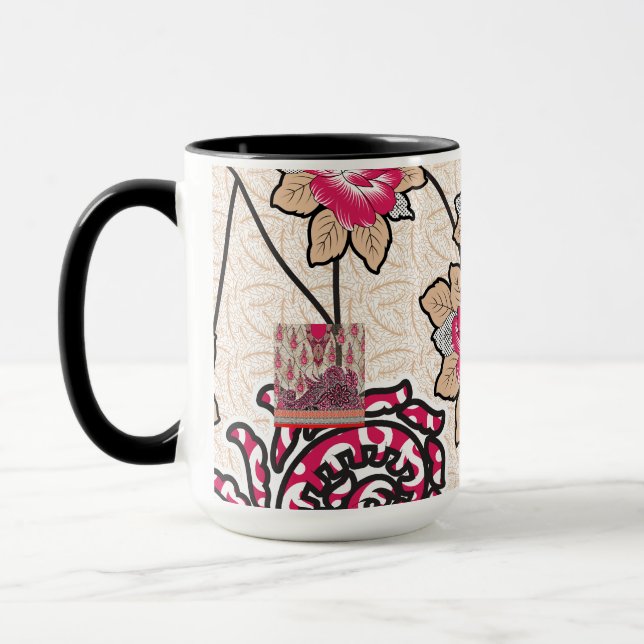 Caneca Design decorativa com vermelho vívido e alfinete (Esquerda)