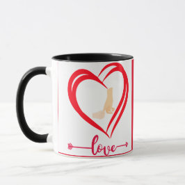 Caneca Design do coração, mãos segurando, casal Velentine