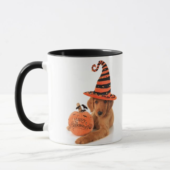 Caneca Design do Dia das Bruxas do golden retriever (Esquerda)