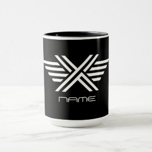 Caneca Design do logotipo X, Marca X, Letra X, Alfabeto X