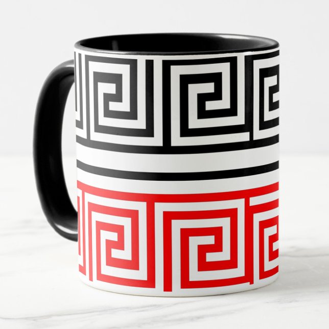 Caneca Design do Padrão de Frete preto branco vermelho gr (Criador carregado)
