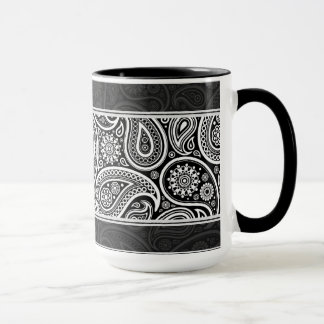 Caneca Design do padrão do monitor do Ornamentado preto e
