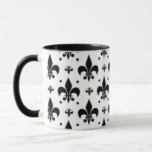Caneca Design do padrão Fleur-de-lis de fundo branco