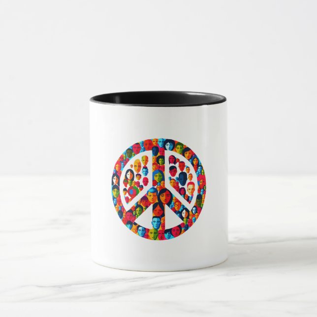 Caneca Design do Sinal de Paz de Unidade Global da Divers (Centro)